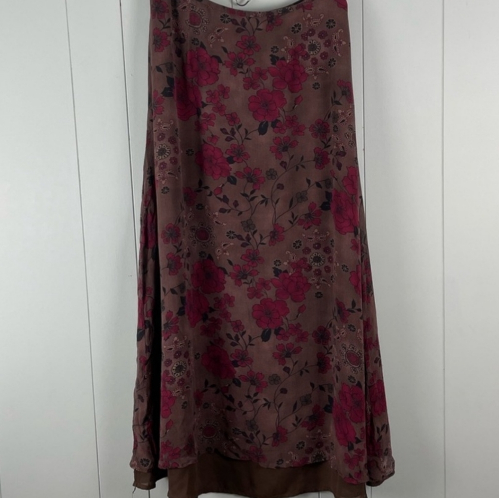 Vintage silk floral midi skirt - Picture 4 of 4